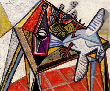 パブロ・ピカソ Painting - 鳩のある静物画 1941年 パブロ・ピカソ